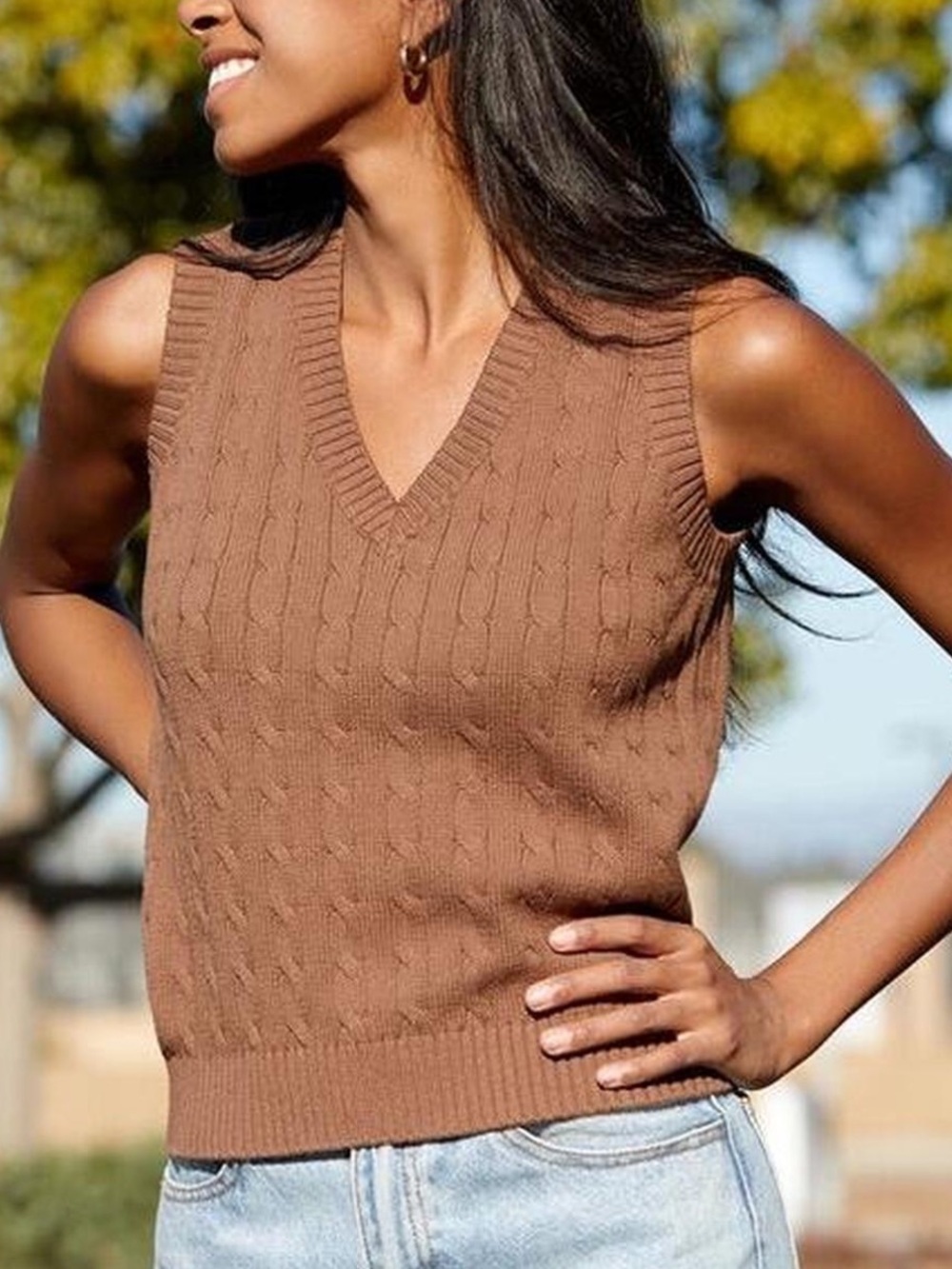 John Galt Brandy Melville Cable Knit Sweater Vest